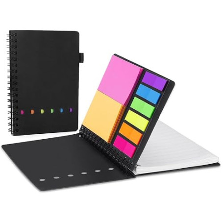 AGPTEK Carnet à Spirale avec Notes Colorées, Bloc Note Carnet de Poche avec Couverture Kraft, Cahier Spirale avec Porte-Stylo (S