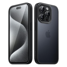 JETech Coque Mate pour iPhone 15 Pro, Noir | Protection de Qualité Militaire, Dos Mat Givré, Finition Anti-Traces de Doigts, Étu
