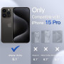 JETech Coque Mate pour iPhone 15 Pro, Noir | Protection de Qualité Militaire, Dos Mat Givré, Finition Anti-Traces de Doigts, Étu