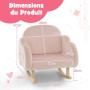 DREAMADE Fauteuil à Bascule Rembourré Enfant 18Mois-5Ans,Mini Canapé à Accoudoirs en Velours avec Pieds en Bois Massif, Anti-bas