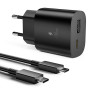 Chargeur USB C Samsung, Chargeur Charge Rapide Samsung 25W USBC Adaptateur Secteur Type C PD+QC Double Mural Prise Bloc pour Gal