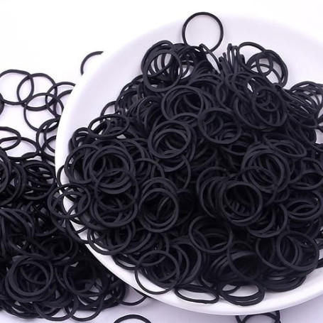 1000 Pièces Mini Bandes de Caoutchouc Élastique Soft Elastic Bands Noir, pour les cheveux des enfants,coiffure de mariage et Plu