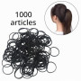 1000 Pièces Mini Bandes de Caoutchouc Élastique Soft Elastic Bands Noir, pour les cheveux des enfants,coiffure de mariage et Plu