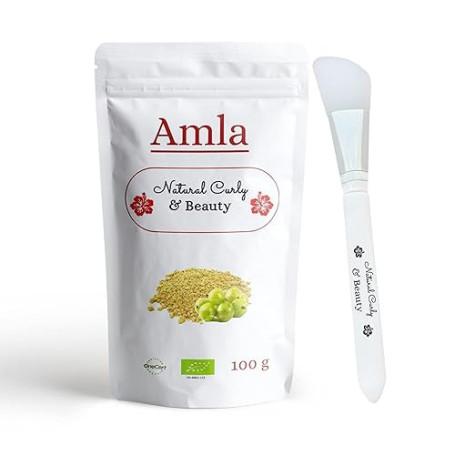 Amla en poudre BIO d’Inde avec pinceau en silicone-Lutte contre la chute des cheveux, les pellicules et vieillissement de la pea