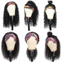 Perruque Bandeau Bresilienne Bouclée Deep Wave Headband Wigs Noir 12 Pouce | Perruque Femme Brésilien Naturelle Cheveux Humains