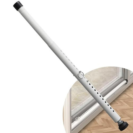 Barre de sécurité pour porte coulissante, 45 à 128,3 cm, barre de sécurité réglable avec embouts en caoutchouc, barre de sécurit