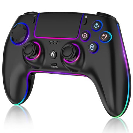 MYSTILUCK Manette Sans Fil Pro pour PS5/PC/MAC/Steam Deck | Joystick & Gâchettes Effet Hall, 7 Couleur RGB Variables, Batterie 2