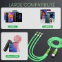 Câble de Recharge Multi-câble Lumineux pour iPhone 3-en-1 [Certifié MFi ] Câble Lightning avec USB-C&Micro USB, Câble Lightning