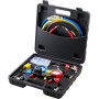 VEVOR Kit de Recharge de Réfrigérant de Climatisation R134A R22 R12 R410A Manomètre de Collecteur de Réfrigérant à 4 Voies Tuyau