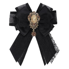 TINAYAUE Nœud Papillon Vintage à Dentelle pour Femme, Nœud de Col Style Victorien, Accessoire Élégant pour Chemise, Robe Lolita