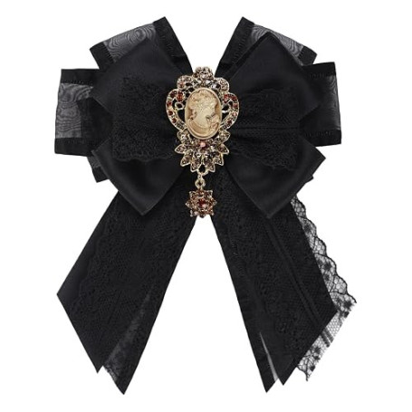 TINAYAUE Nœud Papillon Vintage à Dentelle pour Femme, Nœud de Col Style Victorien, Accessoire Élégant pour Chemise, Robe Lolita