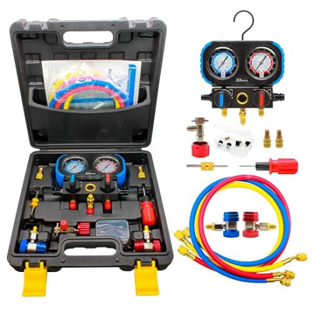 Manomètre avec glycérine coffret set manomètres pour climatisation avec glycérine pour précision gaz réfrigérant R22, R134a, R41