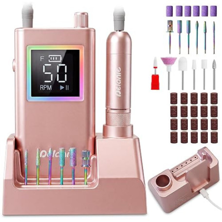 Delanie Ponceuse pour ongles Électrique Professionnel 50000 RPM avec Station de Recharge, Lime à Ongles Sans Fil pour Ongles en