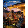 Guirlande Lumineuse Exterieure Dimmable, 30m Guirlande Guinguette Exterieur | APP et Télécommande, Musique Sync, Minuterie, 4 Mo