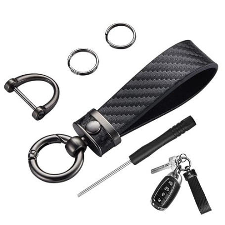 AzureRay Porte-clés pour Voiture en Cuir Microfibre, Anneau en D élégant et incassable - Porte-clé cuir pour voiture, Cadeau pra