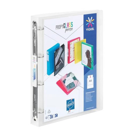 Viquel - Classeur souple en plastique 4 anneaux - Classeur personnalisable dos 3,5 cm - Etiquette d'identification - Format A4 -