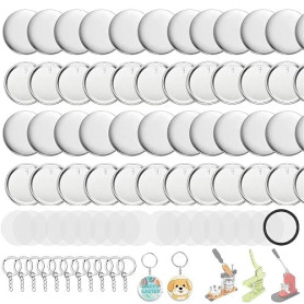 Lot de 50 porte-clés pour machine à boutons - 58 mm - Kit de fabrication de broches pour machine à boutons - Ensembles de badges