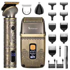 Scttomon T-Blade Tondeuse à Cheveux Pour Hommes Et Rasoir éLectrique Foil Rasoir Tondeuse à Barbe Ensemble De Beauté Pour Hommes