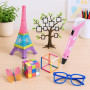 SKTCH3D Stylo 3D Pen Professionnel, PLA, Écran LCD, Loisirs Créatifs – Rose | 50m de filament (10 couleurs, 5m chacune), livret
