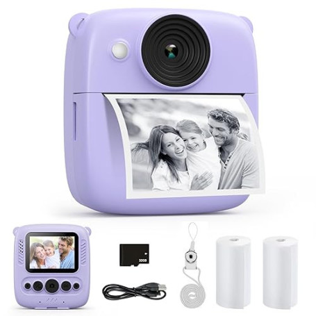 Appareil Photo Instantané Enfant, CalineGam 48MP 1080P Appareil Photo Numérique Enfant avec Carte 32GB & Papier Photo, Noël Anni