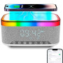 Lampe chargeur sans fil, Réveil numérique avec éclairage RGB et veilleuse | Lampe Multifonctionnelle,Support de Charge pour Télé