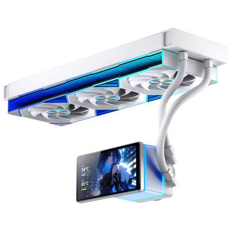 TZMRIT PF360 Aio Water Cooling 360 mm with 5.5 Inch LCD Magnetic Screen Display, All-in-One ARGB Infinity Mirror 2000 RPM PWM Fa