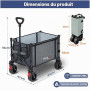 COMLAX FIELD Chariot à main pliable avec grandes roues tout-terrain, 120 L, 100 kg, chariot pliable avec freins, chariot de plag