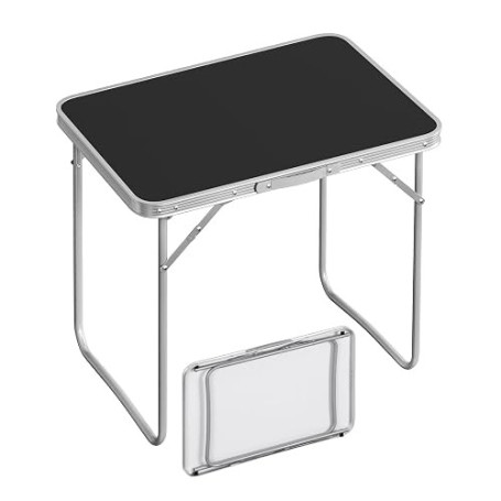 WOLTU Table de Camping Pliante, 70x60x50 cm, Noir | en Aluminium et MDF, Table de Jardin, Portable, pour Plage Balcon