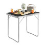 WOLTU Table de Camping Pliante, 70x60x50 cm, Noir | en Aluminium et MDF, Table de Jardin, Portable, pour Plage Balcon