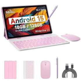 IWEGGO Tablette Android 15 10" 18 Go de RAM + 128 Go de ROM/ 2 To extensible, processeur quadricœur 2,0 GHz, écran tactile HD 12
