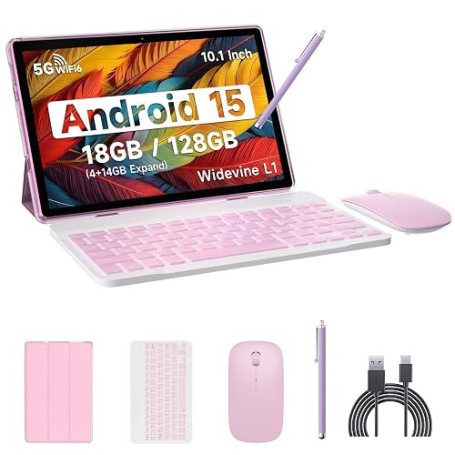 IWEGGO Tablette Android 15 10" 18 Go de RAM + 128 Go de ROM/ 2 To extensible, processeur quadricœur 2,0 GHz, écran tactile HD 12