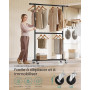 SONGMICS Portant à Vêtements, Capacité de Charge 110 kg, Porte-manteau sur Roulettes, Porte-vêtements Mobile, Tringle du Milieu