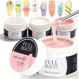 4x15ml Gel Construction Ongle UV, Builder Gel Ongles, Gels de Construction Ongle pour Renforcement, Extension et Nail Art Manucu