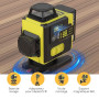 Niveau Laser Autonivelant 360° X 4, Lazer Niveaux Chantier 4d 16 Lignes Laser, Mode Impulsion ExtéRieur, 2 X Batterie,Nivellemen