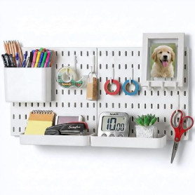 Kit de Combinaison de Panneau Perforé Keepo, Panneaux et Accessoires Modulaires pour Rangement Mural, Organisation d'Artisanat,