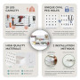 Kit de Combinaison de Panneau Perforé Keepo, Panneaux et Accessoires Modulaires pour Rangement Mural, Organisation d'Artisanat,
