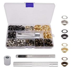 pangutheos 120 Pièces Oeillet Couture, 8mm Oeillets, 4 Couleurs | Incluant un Outil de Perforation, un Outil d'Installation et u