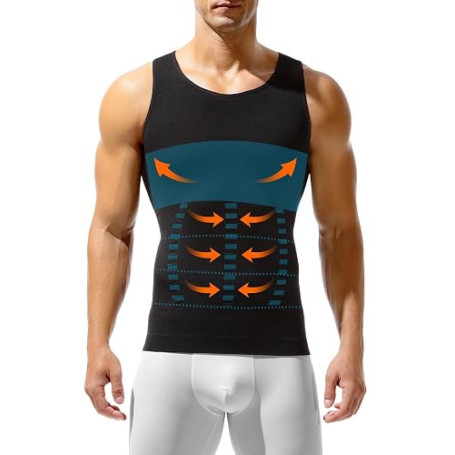 Arjen Kroos Débardeur Compression Homme Maillot de Corps Gaine Ventre Plat | Gilet de Sport Gainant, Débardeur Amincissant, Body