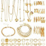 JSTHHTT 46 Pcs Parure Bijoux Femme, Bracelet Femme, Bijoux Femme, Collier Femme Or, Bagues, Boucles d'Oreilles Créoles, Lot de B