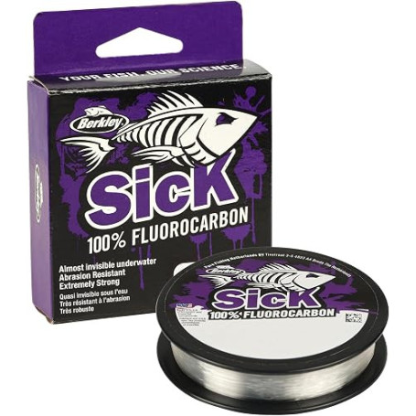 Fluorocarbone Berkley Sick Leader Material - 50m de tête de Ligne Invisible de fluorocarbone Transparent, coulant Rapidement. Pa