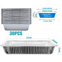 LATERN 30 Pièces Plateaux de Cuisson en Aluminium, 31 x 21 x 5cm Plats à Rôtir Jetables Va au Congélateur Poêles à Frire pour Se