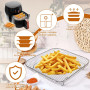 Grille Inox Empilable Carrée Pour Friteuse À Air Avec Pieds Silicone | Support Multiniveau Pour Cuisson, Séchage Des Fruits Et P