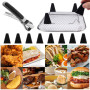 Grille Inox Empilable Carrée Pour Friteuse À Air Avec Pieds Silicone | Support Multiniveau Pour Cuisson, Séchage Des Fruits Et P