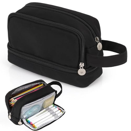Alyvisun Trousse Scolaire, Trousse à Crayons Grande Capacité | avec 3 Compartiments pour Fille Garcon, Portable Trousse Crayon P
