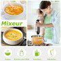 Bonsenkitchen Mixeur Plongeant, 4-en-1 Mixeur Plongeur Multifonction 1000W | 20 Vitesse Réglable, avec Fouet, Hachoir de 500ml e