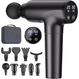 cotsoco Pistolet de Massage Musculaire Silencieux, 9 Têtes, 20 Vitesses, Massage Gun pour Récupération Musculaire, Détente, Cade