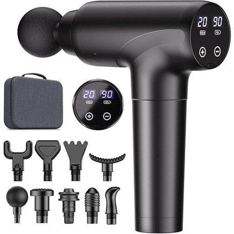 cotsoco Pistolet de Massage Musculaire Silencieux, 9 Têtes, 20 Vitesses, Massage Gun pour Récupération Musculaire, Détente, Cade
