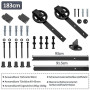 Joparri Kit de ferrures de porte coulissantes 183 cm, Système de porte coulissante, Rail suspendu en acier au carbone avec roule