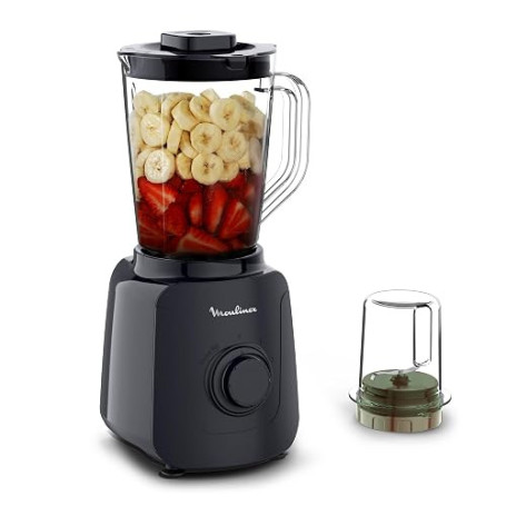 Moulinex - Blender Blendforce Essential 450W Bol plastique 1.85L Bleu nuit | Appareil a smoothie pour mixer rapidement vos prépa