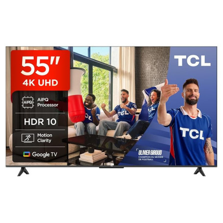 TCL 55V6C LED Direct Smart TV 55", HDR 4K, avec Technologie Google TV (Dolby Audio, Motion Clarity, Compatible avec Google Assis
